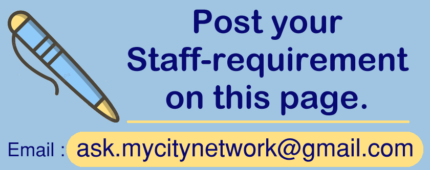 Send your staff-requirement to us for publishing it here and on Ahmedabad-job-page.